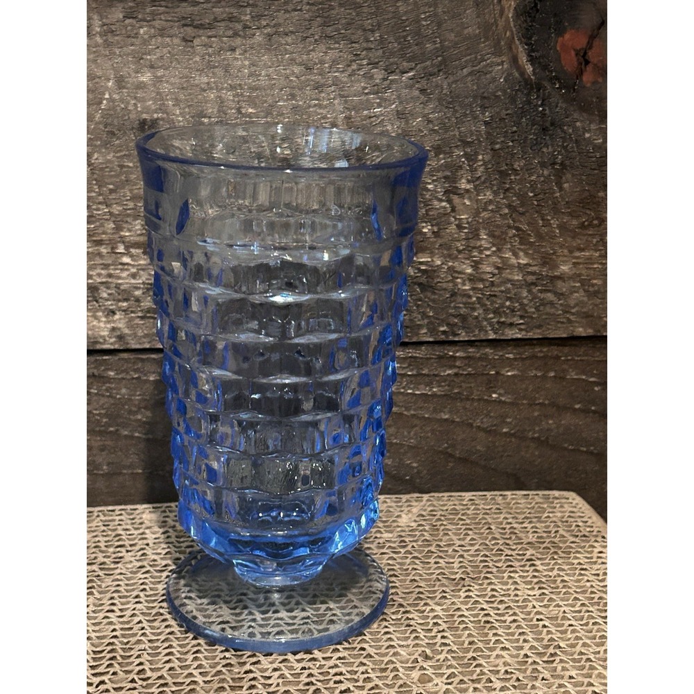 Indiana Whitehall Colony LIGHT BLUE Glass Box Cooler 14oz Cubist Footed Cubist